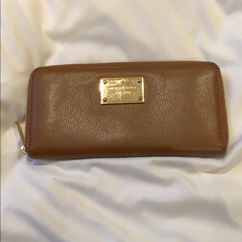 Leather Michael Kors Wallet Camel Brown